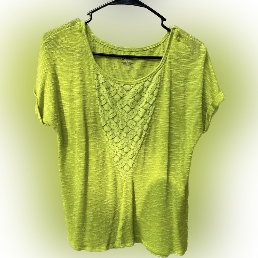 New Directions Weekend apple green sweater Cap Sleeve size L Excellent shape